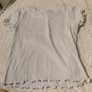 Old Navy Gray Ribbed Ruffled Short Sleeve Tee